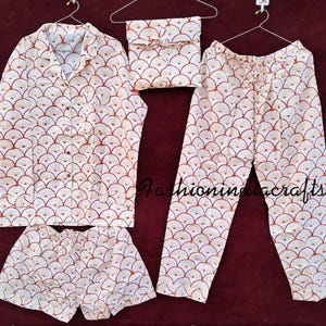 Ensemble pyjama en coton, ensemble de pyjama à carreaux, pyjama indien fait main pour femme, pyjama et chemise avec sac