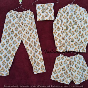 Ensemble pyjama blanc, chemise de nuit en coton pour femme, ensemble pyjama indien fait main 100 % coton, pyjama et chemise courts en coton doux avec sac