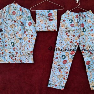 Ensemble de pyjama de couleur grise pour femmes en coton indien, costume de nuit pour femmes fait main, pyjama et chemise avec ensemble de sac