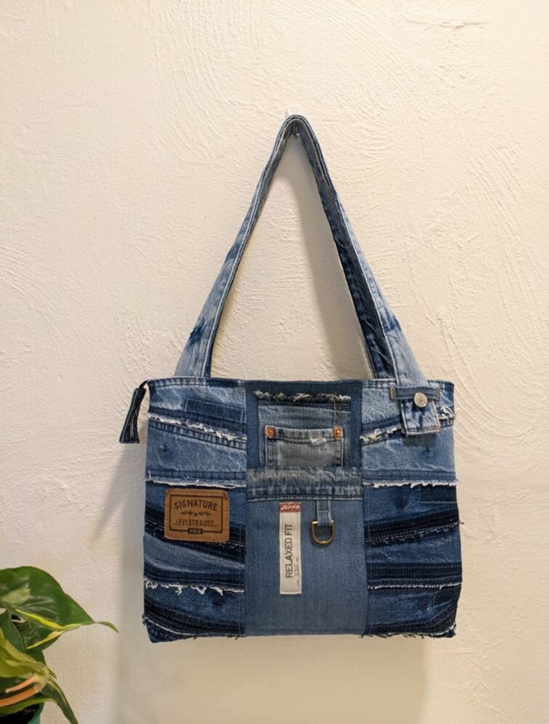 Beautiful Denim Blue Jean Handbagquilted Repurposed Denim - Etsy