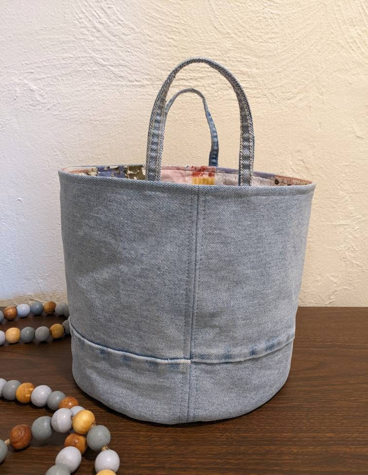 Vintage Denim Bucket Bag, Retro Crossbody Tote Bag, Women's Casual