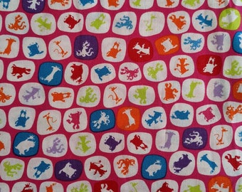 Boogie Monsters by Scott Jarrard for Free Spirit fabric by the 1/2 yard,cute pink/multi kids cotton print fabric for crafting/apparel