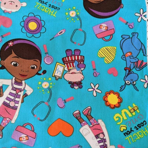 Disney Doc McStuffins Big Book of Boo Boos Toss Blue 100% Cotton Fabric by the 1/2 yard,fun nursing/Dr. fabric kids crafting,hats,apparel