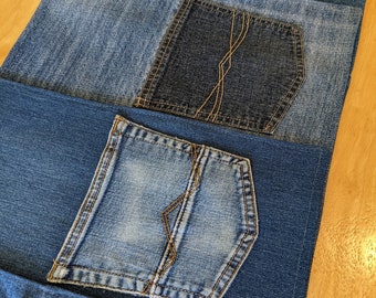 Sets of denim blue jean placemats,country/barn theme quilted jean table decor,baby shower,wedding,birthday,house warming party placemats