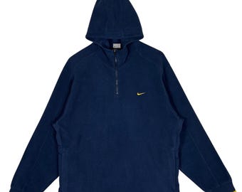 Vintage Nike Half Zip Hoodie Navy Blue | Men's Large Fleece Pullover