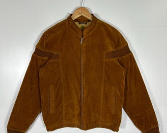Chaqueta bomber vintage de pana marrón con forro de sherpa: estilo retro de los 80