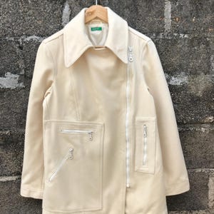 Vintage United Colors of Benetton Cream Jacket Women’s Size 42 Made in Bulgaria