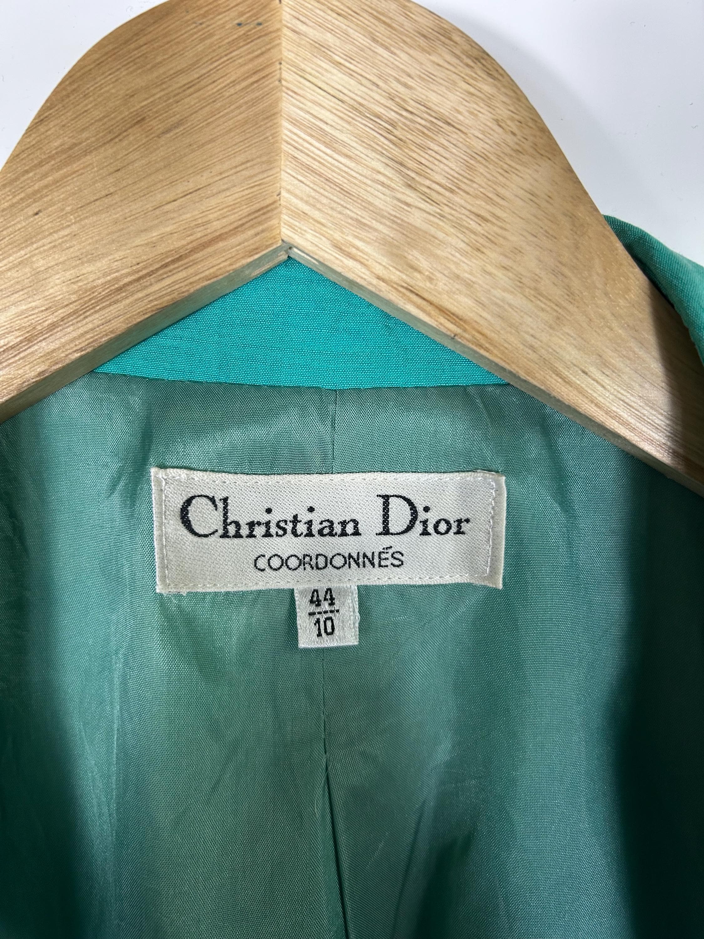 Vintage Christian Dior Linen Blend Blazer – Turquoise Green Short 