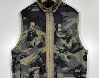Vintage Evenriver Camo Fleece Lined Work Vest – Japanese Utility Outdoor Gilet 3L