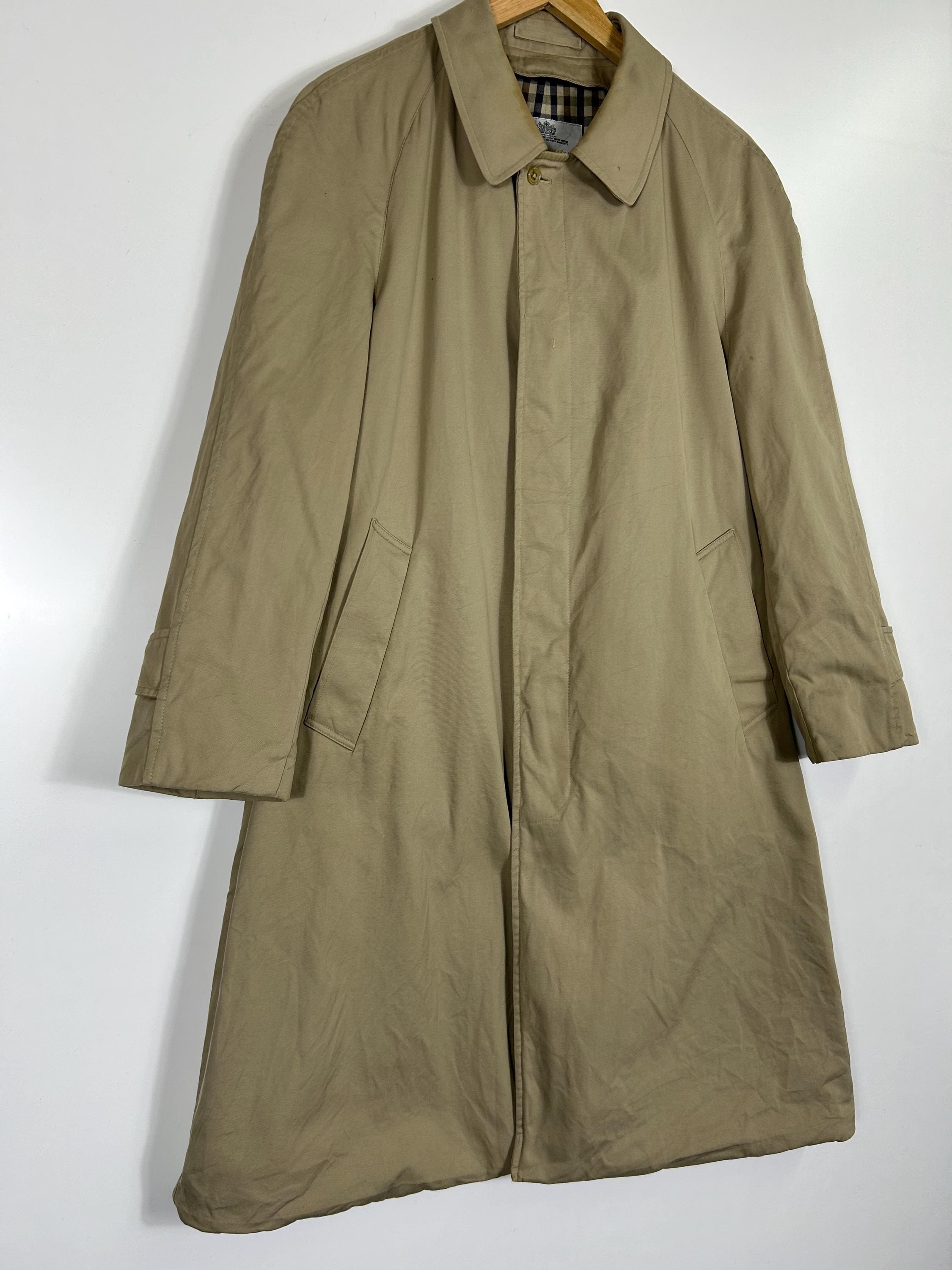 Vintage Aquascutum London Beige Trench Coat – Check Lining
