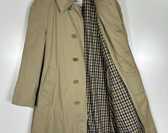 Vintage Aquascutum London Mens Aqua 5 Tan Beige Trench Rain Coat