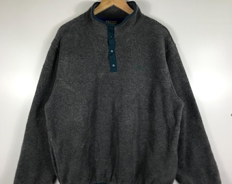 Suéter polar vintage L.L. Bean Snap, gris, para hombre, talla L, hecho en Costa Rica