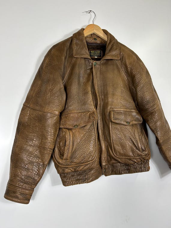 Vintage 80's Houston A2 Flyer Leather Jacket - Etsy