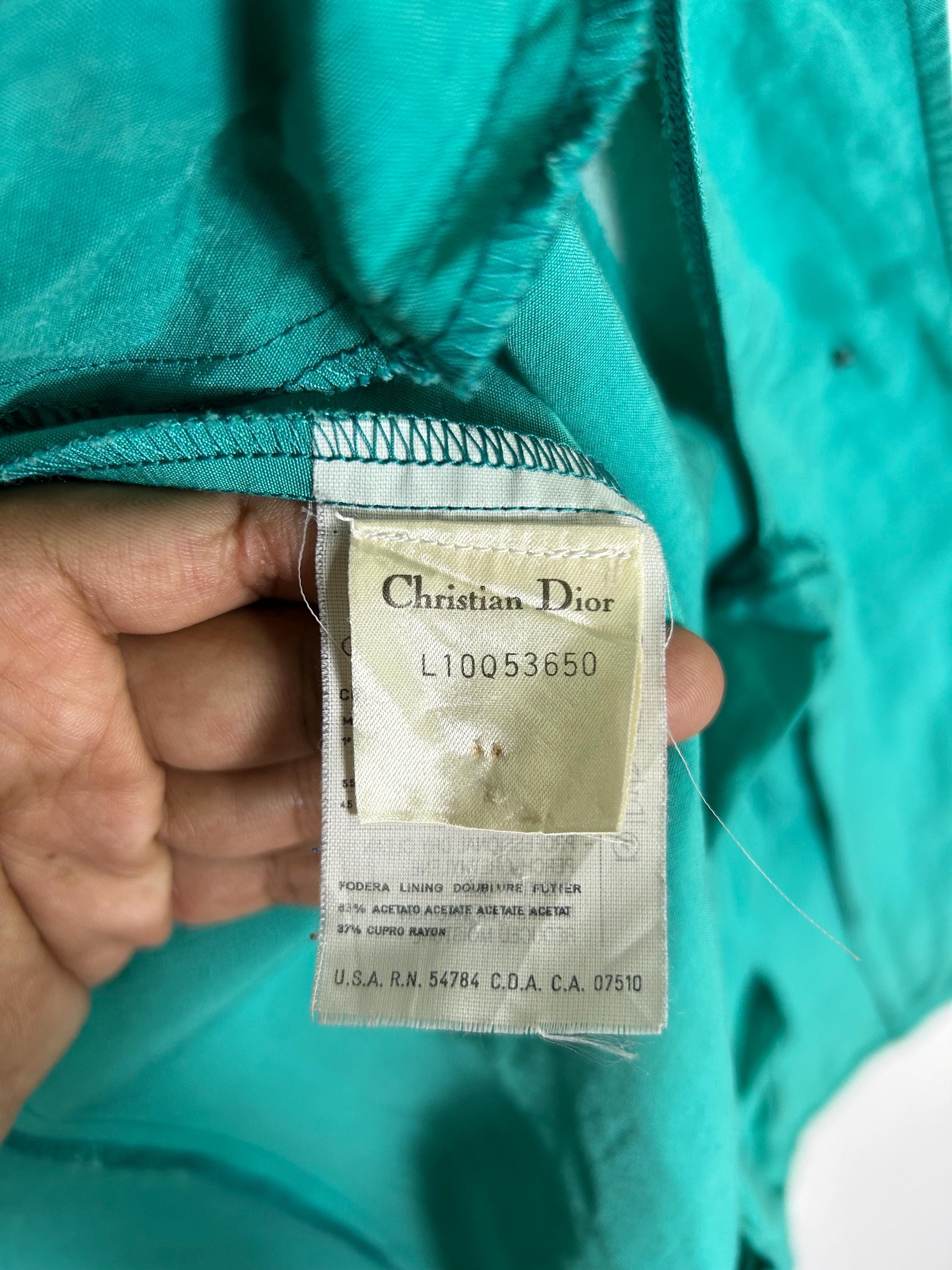 Vintage Christian Dior Linen Blend Blazer – Turquoise Green Short 