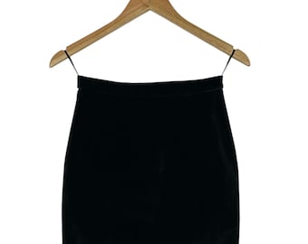 Minifalda vintage de terciopelo negro de Betsey Johnson con ribete dorado, talla M