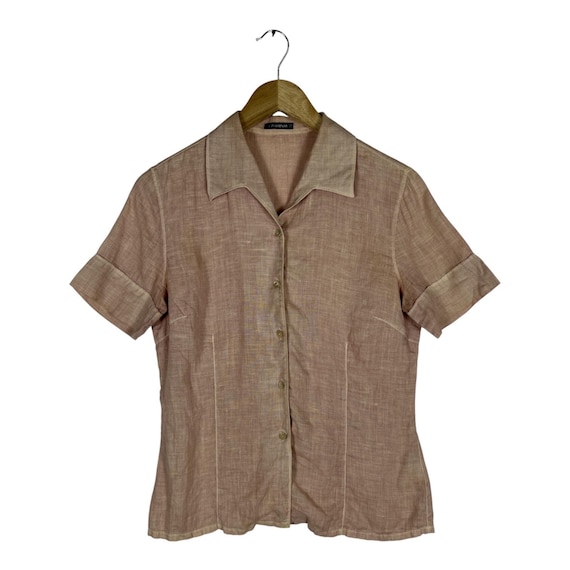 C.P. Company, Vintage C.P. Company Linen Shirt | Dusty Pink Camp Collar, Made in Italy (Size 44)