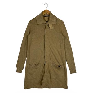 Cardigan vintage Ralph Lauren Sport / Cappotto lungo in maglia color cammello, taglia 16