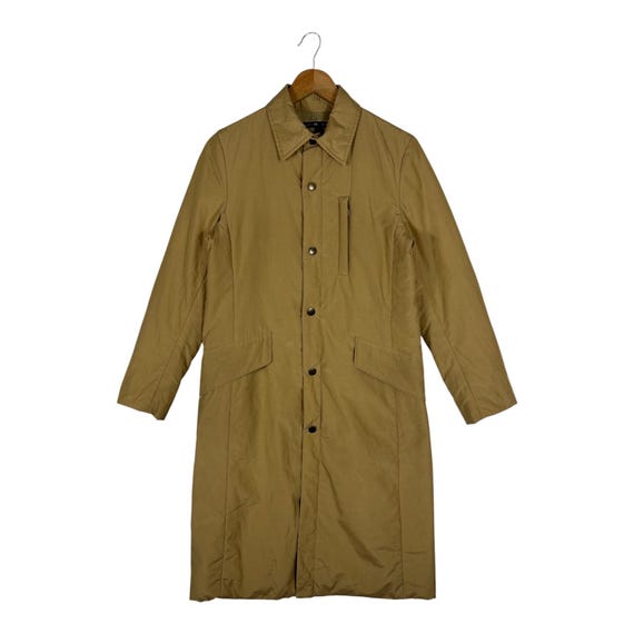 Ralph Lauren Coat Tan Long Padded Trench Snap Button Khaki Cotton Poly RL Japan Archive 2005 Vintage