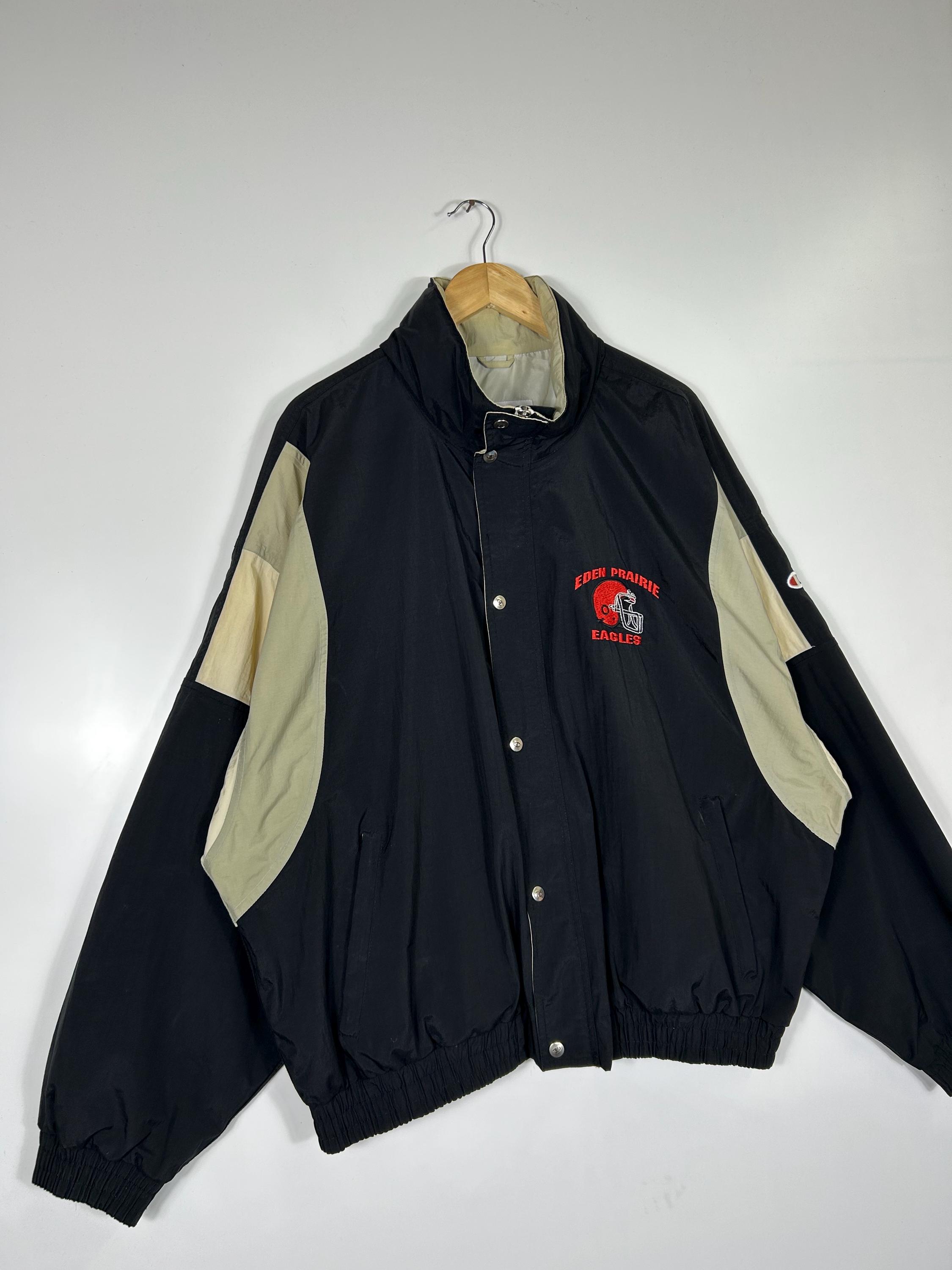 Vintage Champion Eden Prairie Eagles Windbreaker – Black Beige XXL