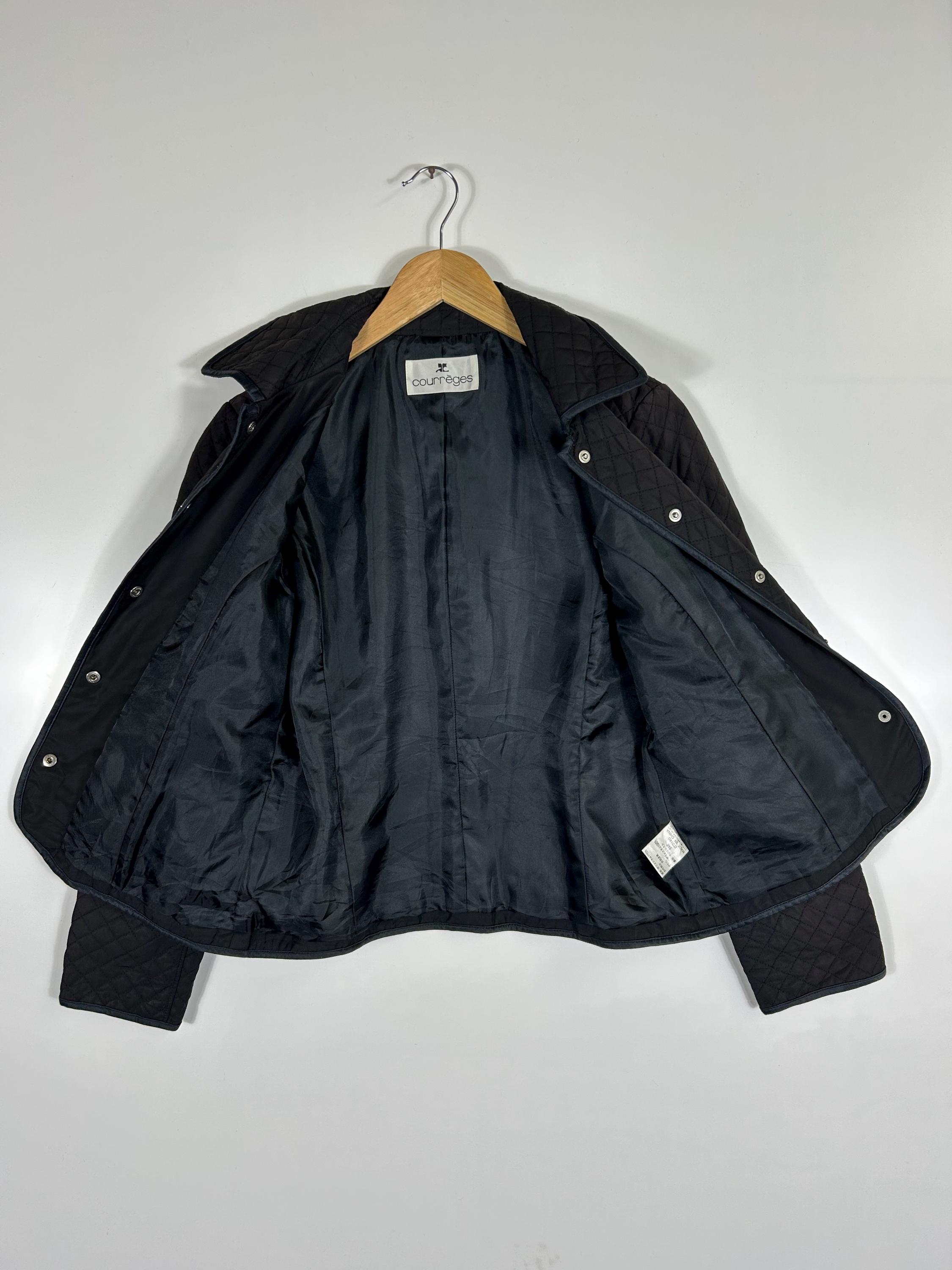 Vintage Courrèges Quilted Jacket – Black Minimalist Outerwear 