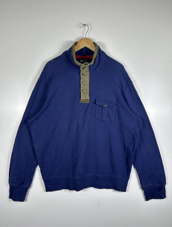 Vintage Polo by Ralph Lauren Quarter Snap Pullover – Blue Cotton 