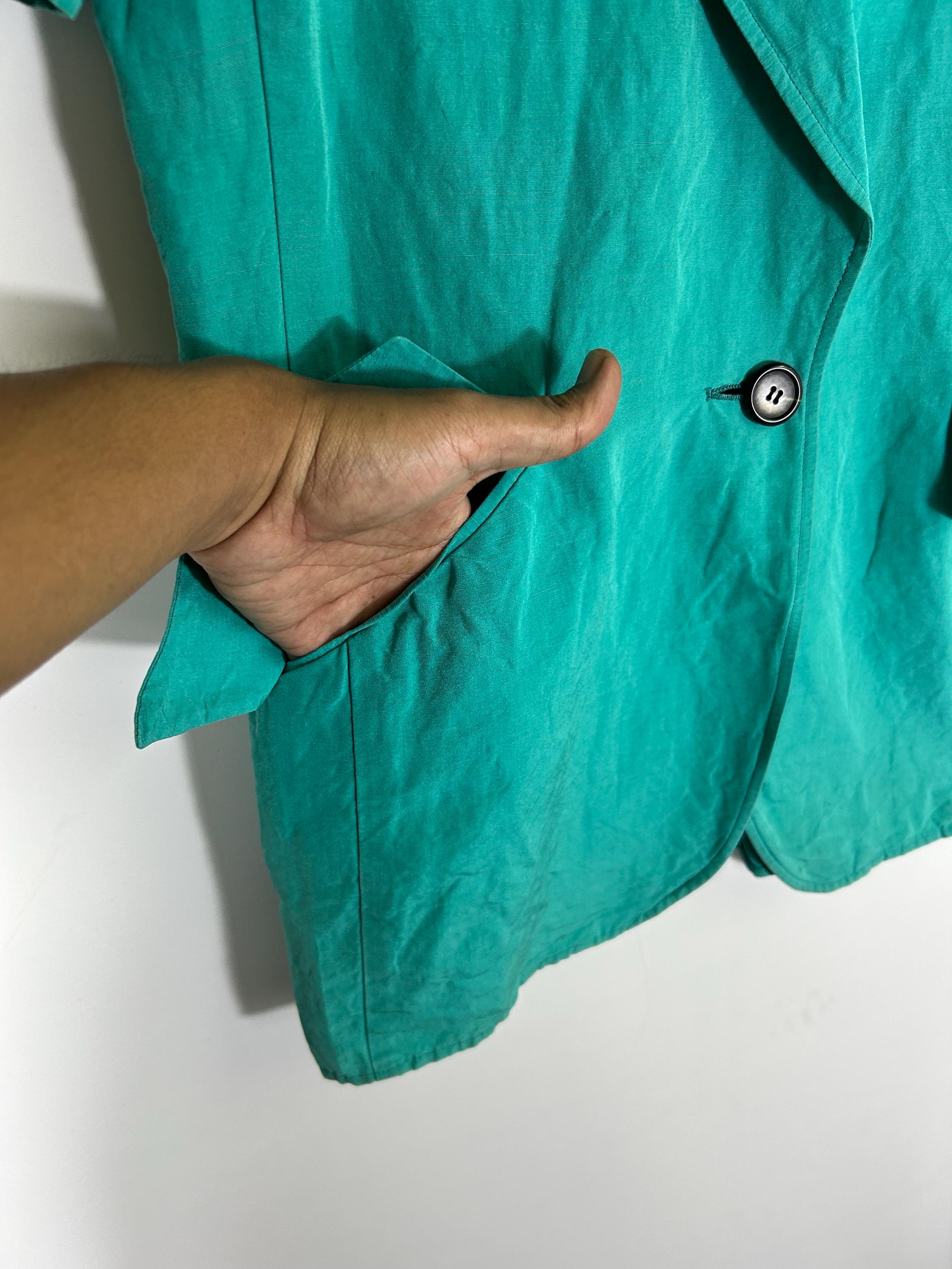 Vintage Christian Dior Linen Blend Blazer – Turquoise Green Short 