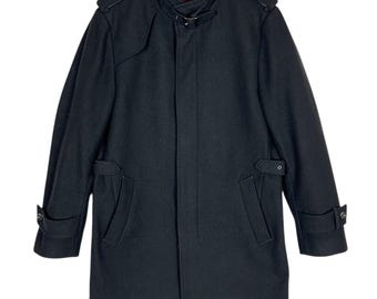 Vintage Person’s For Men Wool Blend Coat | Black Long Winter Overcoat | Japanese Brand | Size L