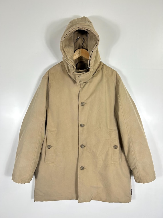 Moncler, Vintage Moncler Beige Down Parka Coat – Made in Italy – Hooded Winter Jacket