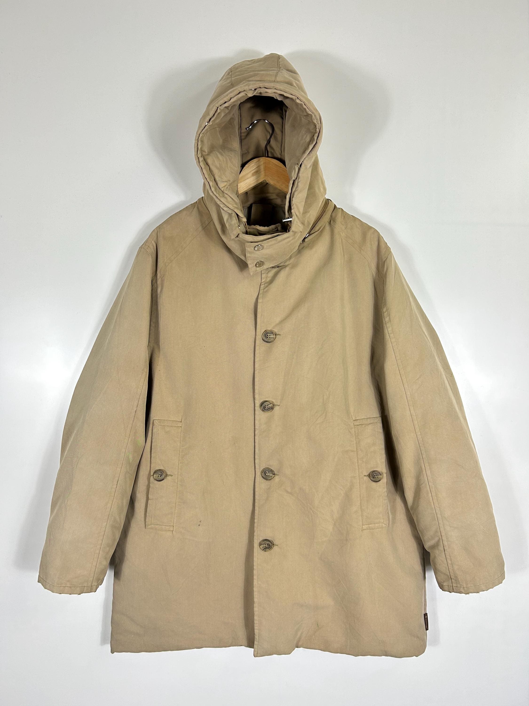 Moncler, Vintage Moncler Beige Down Parka Coat – Made in Italy – Hooded Winter Jacket