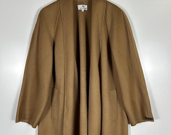Vintage Gerardi Made in Italy Camel Cashmere Coat – Minimalist Open Front Wool Jacket