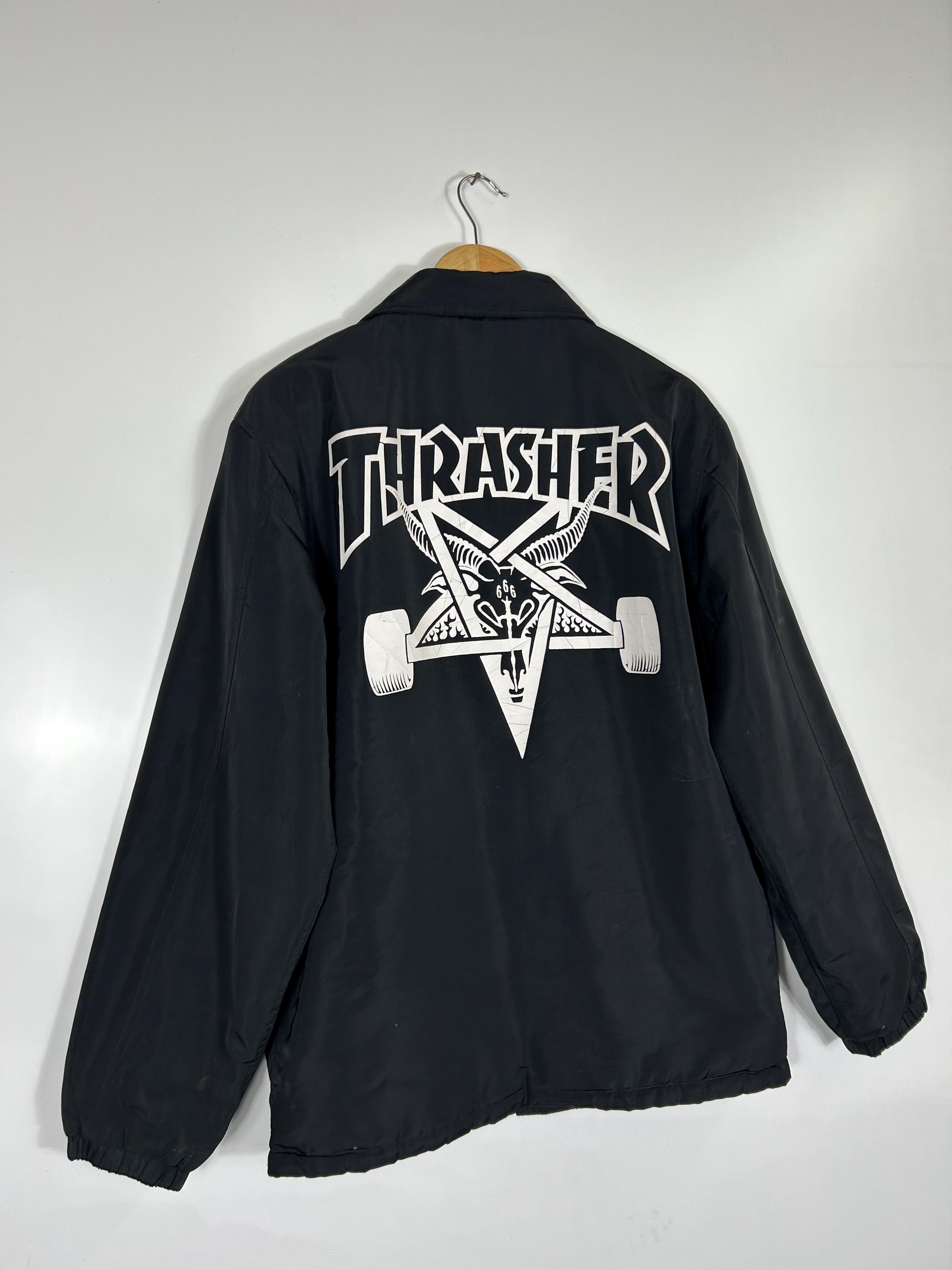 Vintage Y2K Thrasher Sherpa-lined Coach Jacket – Black 