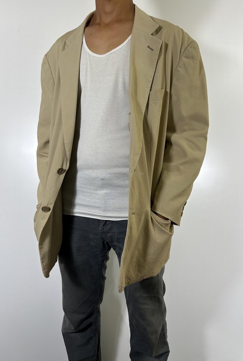 A.A.R Yohji Yamamoto Beige Cotton Blazer Jacket | Made in Japan | Vintage Japanese Designer | Size M image 18