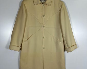 Vintage Courrèges Paris Abrigo Crema Minimalista Mod Diseño Francia