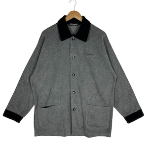 Vintage Gianni Valentino Jeans Fleece Chore-jack | Grijs zwarte kraag | Japanse ontwerper uit de jaren 90