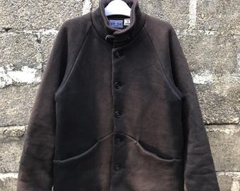 Vintage Blue Blue Japan Indigo Coat – Fleece-Lined Sherpa Interior, Size 3 (M)