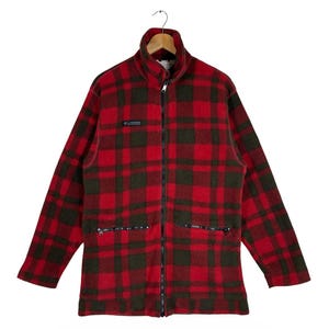 Vintage Columbia Fleece Jacket Red Plaid | 90s Lumberjack Gorpcore Shirt Made in USA