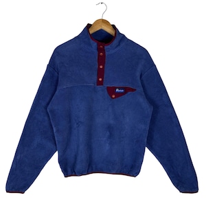Vintage Penfield Fleece Pullover Jacket Blue Snap Button USA Made Outdoor Sweater Size M