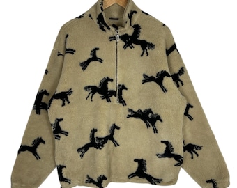 Vintage Tsunami Horse Print Sherpa Pullover Jacket – Made in Canada Streetwear