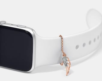 Sterling Silver Wing Apple Watch Charm, Gemstone Personalized Gift