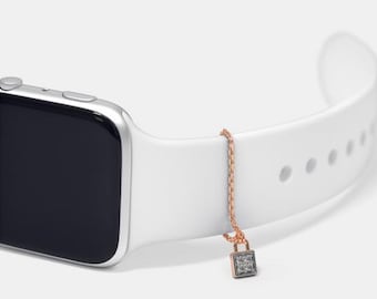 Personalized Apple Watch Charm: Sterling Silver Gemstone Lock