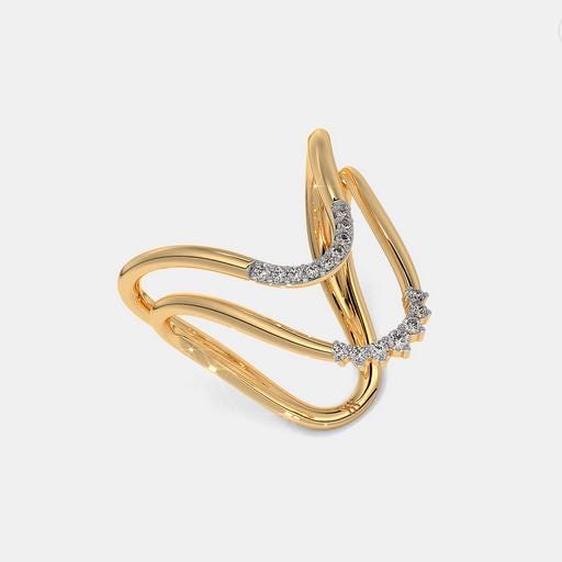 Double Band Delicate Vanki Ring V shape Diamond Stacking Band 14k Stacking Minimalist Chevron Ring Delicate Chevron Stacking Ring for Women