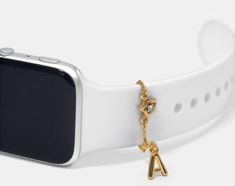 Initial Apple Watch Charm: 925 Sterling Silver, 14k Gold
