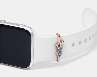 Charm iniziale personalizzato per Apple Watch: argento sterling 925, pietra preziosa