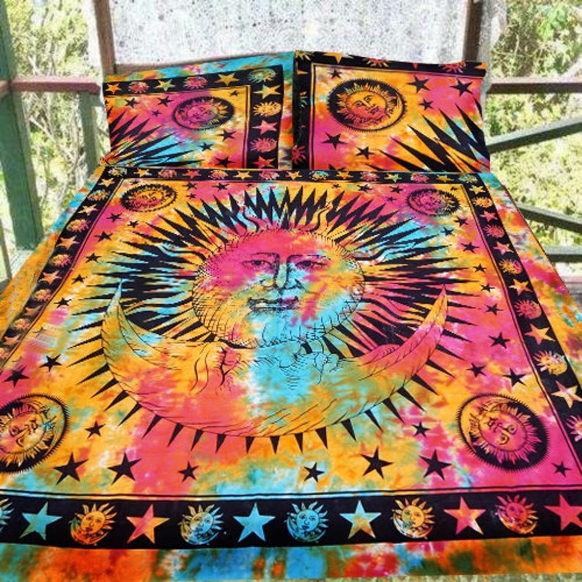 Hippie Bohemian Comforter Quilt Cover Bedding Set With Pillow Etsy