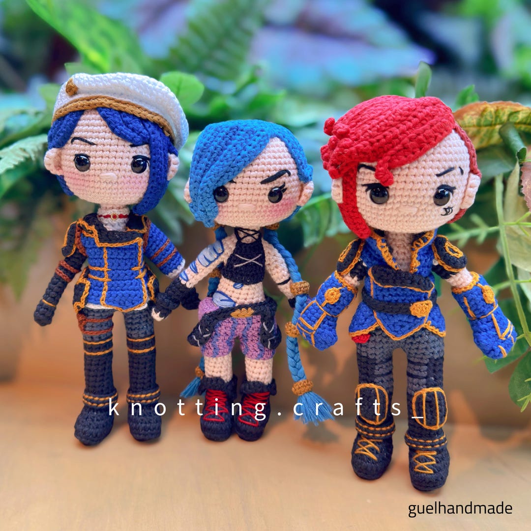 Arcane Jinx Vi Caitlyn Silco Powder Ekko Crochet Plush Doll