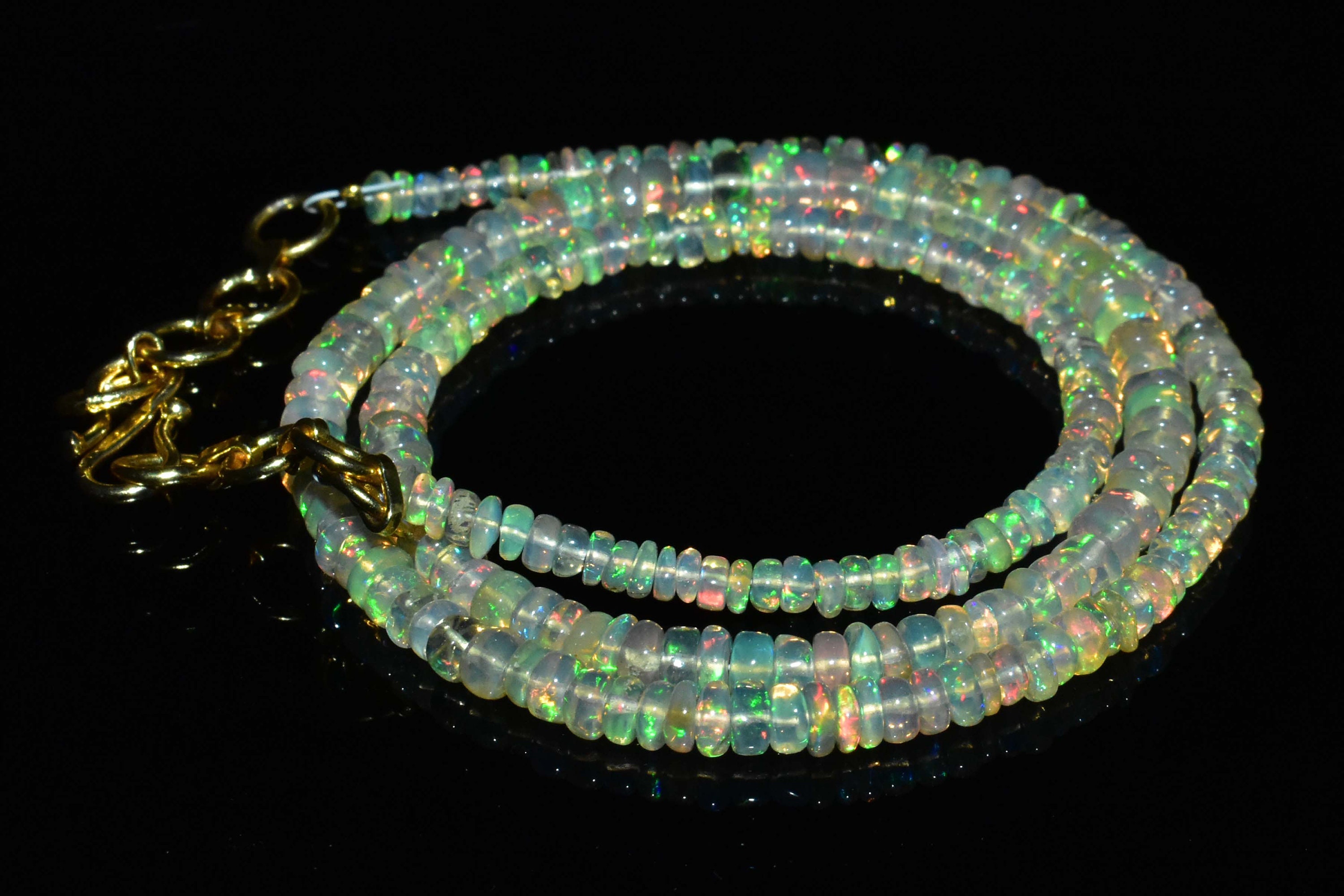 Green Black Opal Smooth Rondelle Beads Green Black Opal Beads