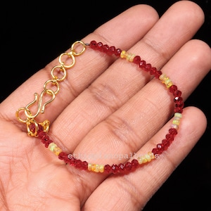 Opal Beads, 3X4 MM 15.80 Carats Natural Ethiopian Opal Beads Bracelet, Opal Rondelle Beads Bracelet with Quartz beads,