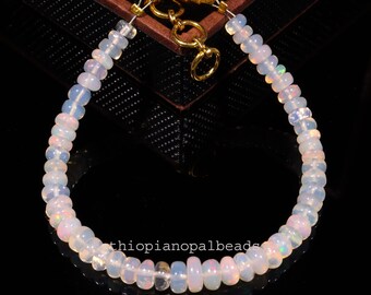 4x6 MM Natural Ethiopian Opal Bracelet - Rondelle Bead Gemstone, 19.70 Carats