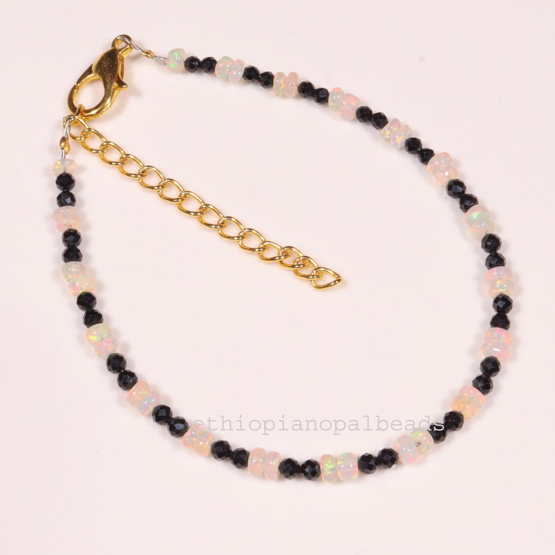 Pulsera De Cuentas De ópalo Etíope. Pulsera De ópalo De Fuego