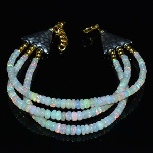 3.5X4.5 MM 60.40 carats Opal beads, Opal Beads Bracelet,Natural Ethiopian Opal Beads Bracelet, Opal fire beads Bracelet, Opal Rondelle Beads